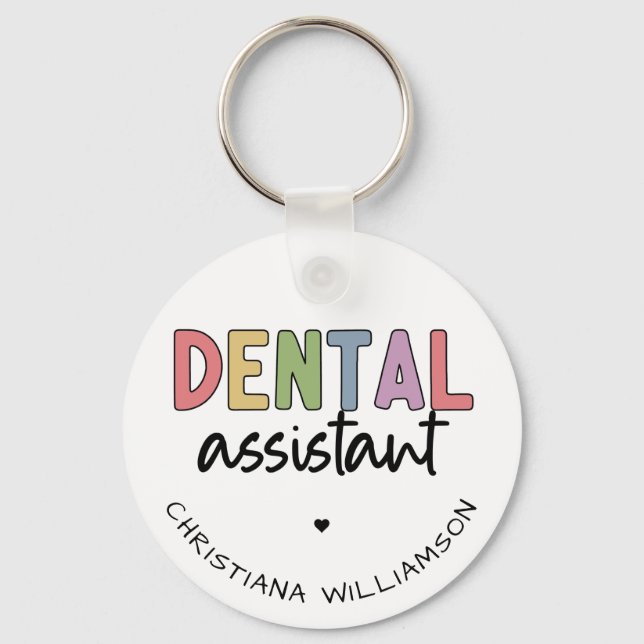 Chaveiro Presente do Assistente Dental de Nome Personalizad (Frente)