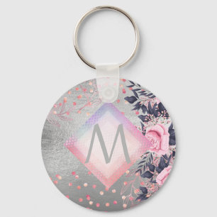 Chaveiro Presente do Marinho do Monograma Rosegold Girly Ne