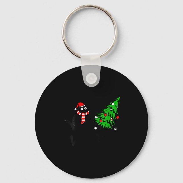 Chaveiro Presente engraçado de Natal para mulheres Gato pre (Frente)