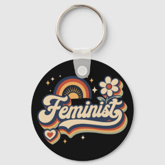 Chaveiro Presente Feminista Retro Anos 70 Arco-íris Vintage
