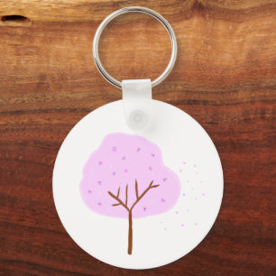 Chaveiro Presente Floral de Árvore de Cerejeira Rosa Pastel