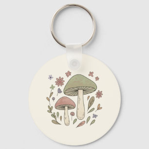 Chaveiro Presente Floral de Cogumelos Personalizado Cottage