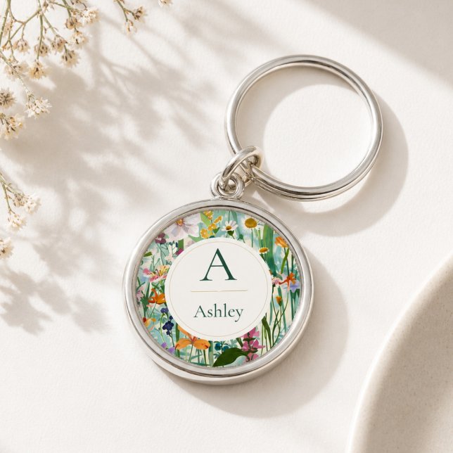 Chaveiro Presente Floral Personalizado com Inicial do Nome  (Criador carregado)