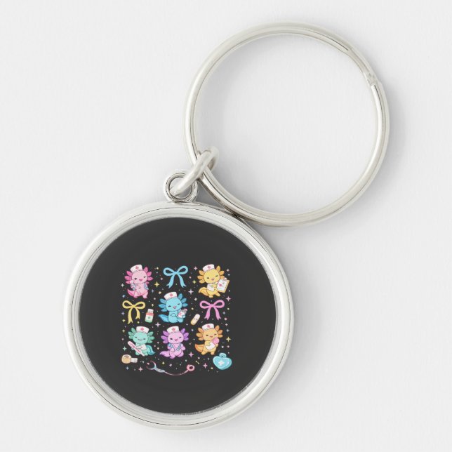 Chaveiro Presente Kawaii Fofo para Enfermeira Axolotl (Frente)