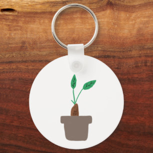 Chaveiro Presente Minimalista de Broto em Vaso para Jardine