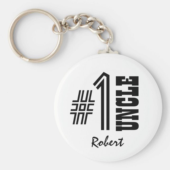 Chaveiro Presente Moderno Branco e Preto do CICLO Número Um (Frente)