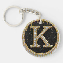 Presente Monograma K em Ouro Diamante