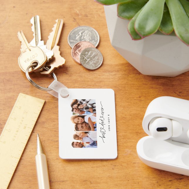 Chaveiro presente multifoto de script moderno e bonito pai (Mesa)