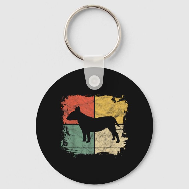 Chaveiro Presente para Dono de Bull Terrier Retro Quadrado  (Frente)