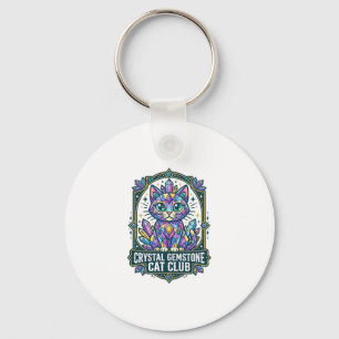 Chaveiro Presente para Mãe de Gato com Cristal Gemstone - C