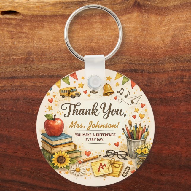 Chaveiro Presente Personalizado de Agradecimento ao Profess (Frente)