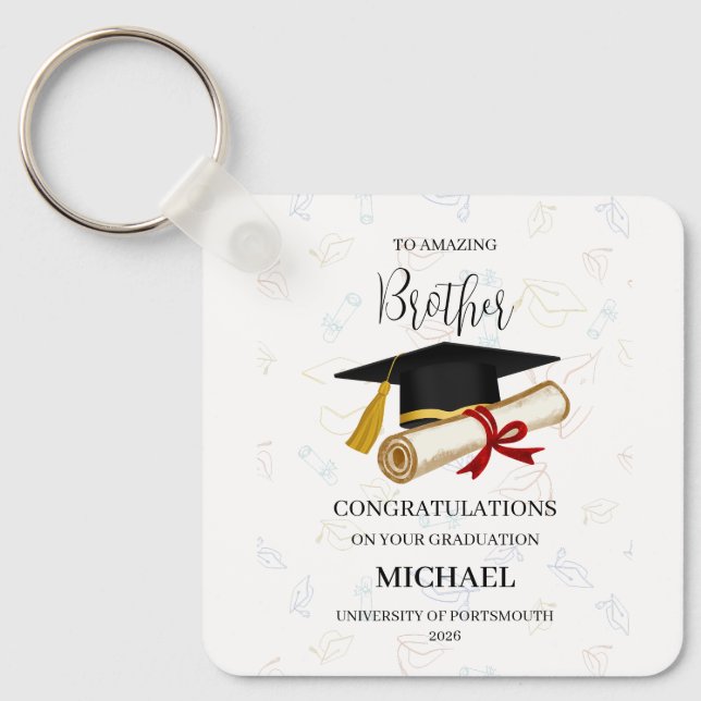 Chaveiro Presente Personalizado de Formatura do Irmão Nome  (Frente)