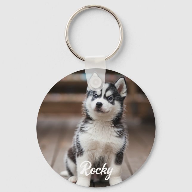 Chaveiro Presente Personalizado de Foto e Texto de Animal d (Frente)