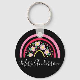 Chaveiro Presente Personalizado de Professor Arco-íris Rosa