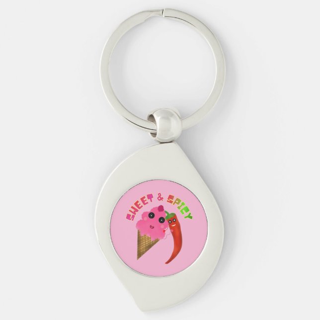 Chaveiro Presente personalizado Sorvete Fofo e Pimenta  (Frente)