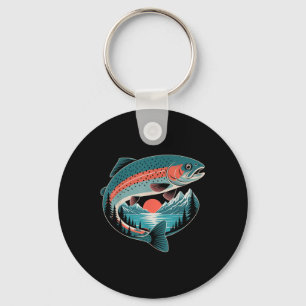 Chaveiro Presente Retro de Pesca de Truta Amante da Naturez
