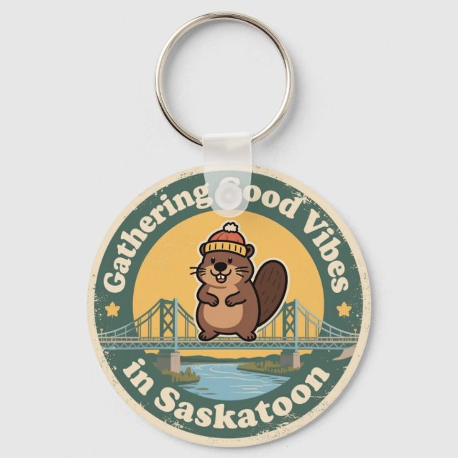 Chaveiro Presente Vintage Saskatoon SK Boas Vibrações (Frente)