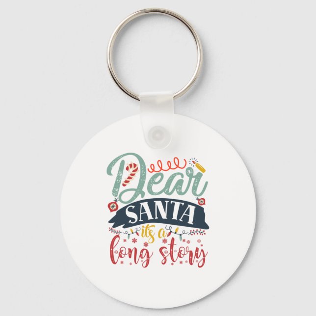 Chaveiro Presente Xmas | Caros Papais noeis É Uma Longa His (Frente)