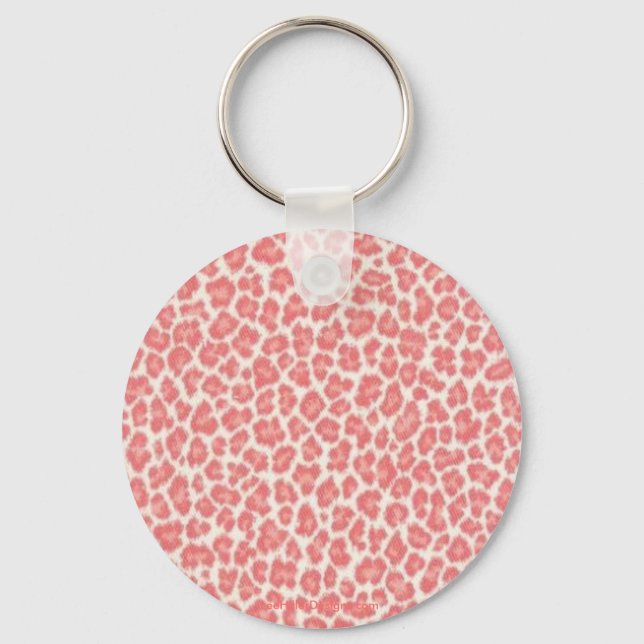 Chaveiro Presentes com Estampa de Leopardo Rosa e Creme (Frente)