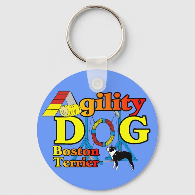 Chaveiro Presentes de Agilidade de Boston Terrier (Frente)