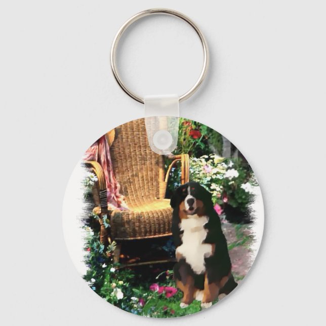 Chaveiro Presentes de Arte de Cachorro de Montanha Bernese (Frente)