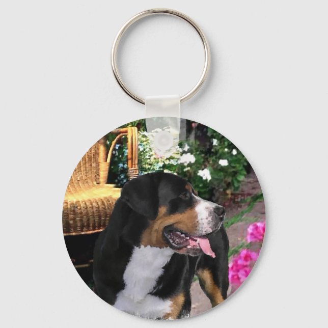 Chaveiro Presentes de Arte para Cachorros na Grande Suíça (Frente)