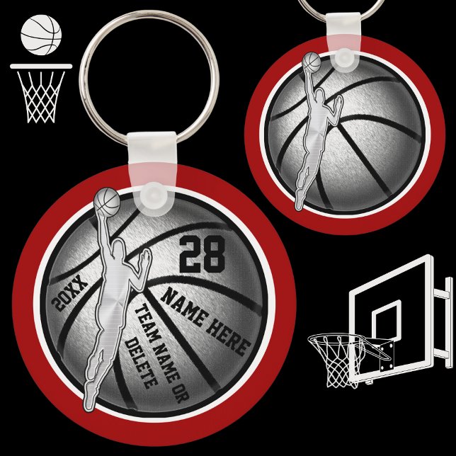 Chaveiro Presentes de basquete baratos para meninos sua cor (Personalised Basketball Team gifts for boys. Cheap Basketball Key Rings. Basketball Trinkets, Team.)