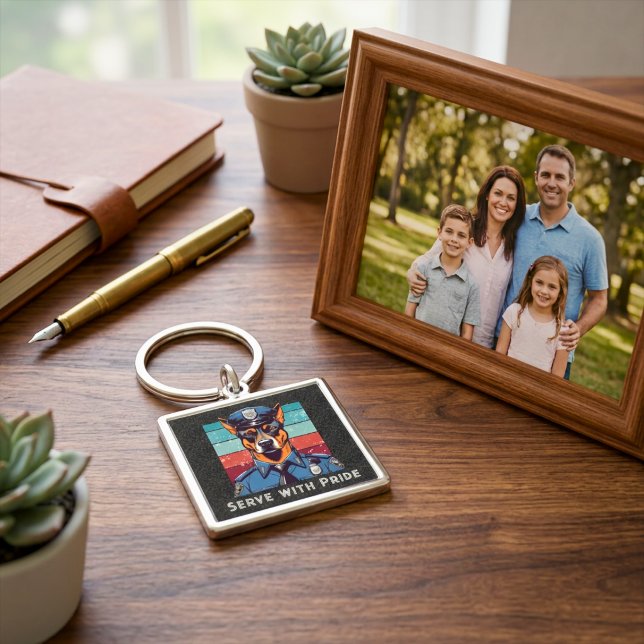 Chaveiro Presentes de Cachorro com Texto Personalizado para (Custom Text Dog Gifts for Police Officers Dad Him Keychain)