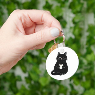 Chaveiro Presentes de café Black Cat Funny Gráficos para Ho