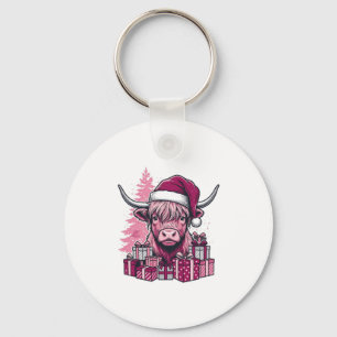Chaveiro Presentes de Natal da Vaca de Terras Altas Rosa Ar