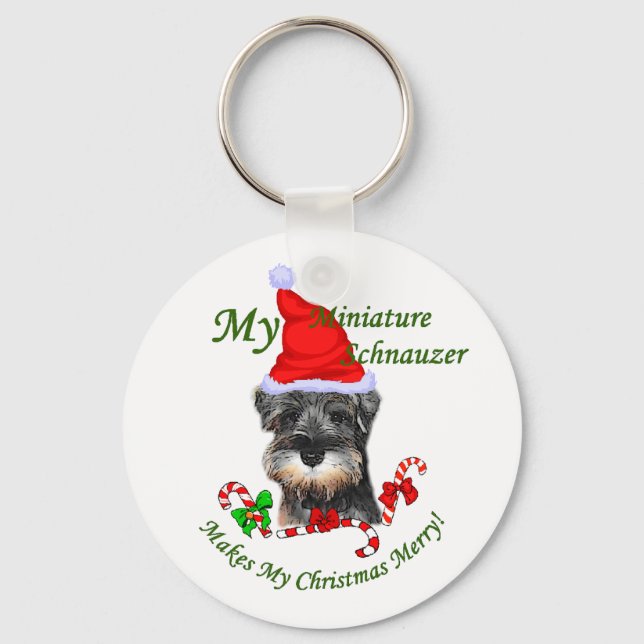 Chaveiro Presentes de Natal de Miniatura Schnauzer (Frente)