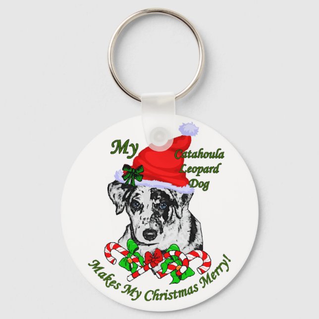 Chaveiro Presentes de Natal do Cão-Leopardo Catahoula (Frente)