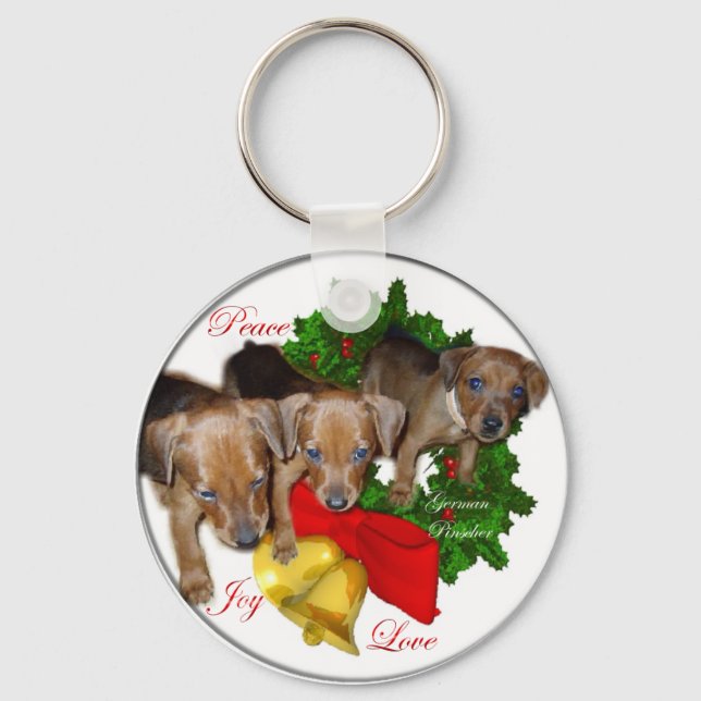 Chaveiro Presentes de Natal do Pinscher Alemão (Frente)
