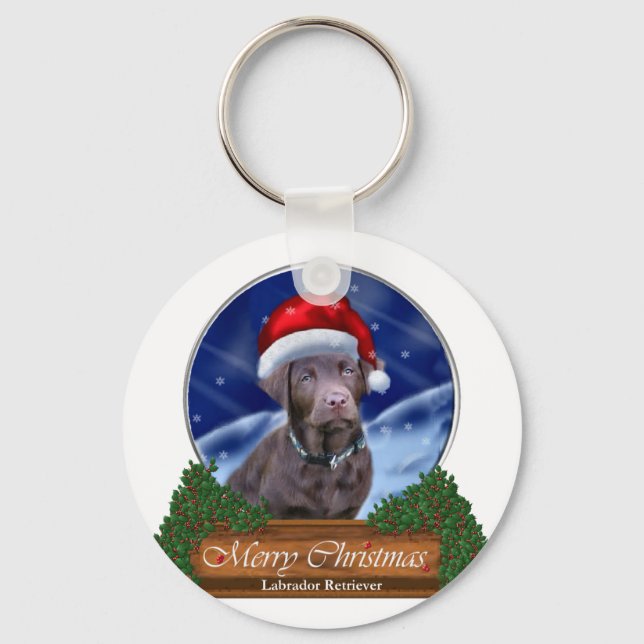 Chaveiro Presentes de Natal para Labrador de Chocolate (Frente)