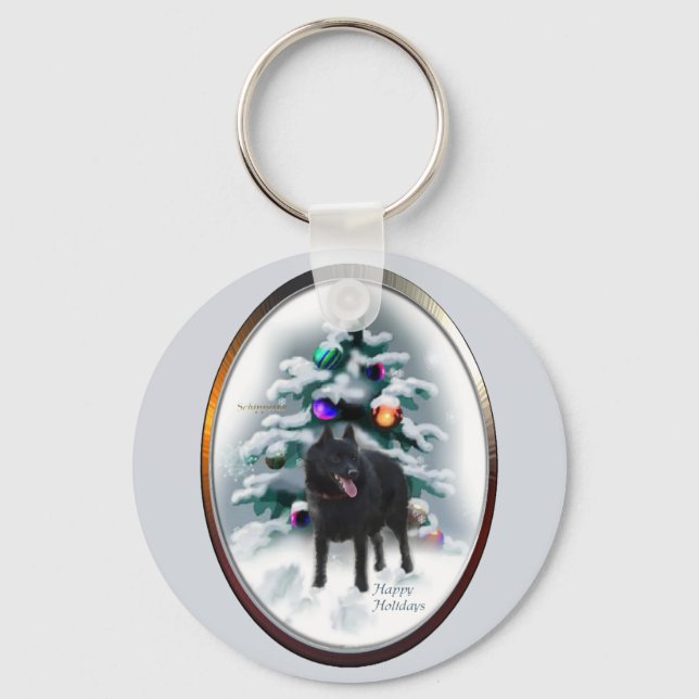 Chaveiro Presentes de Natal Schipperke (Frente)