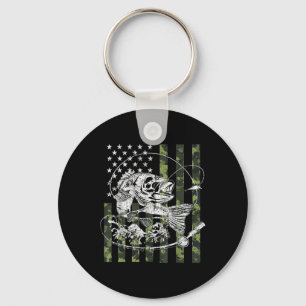 Chaveiro Presentes de pesca da bandeira americana camuflada