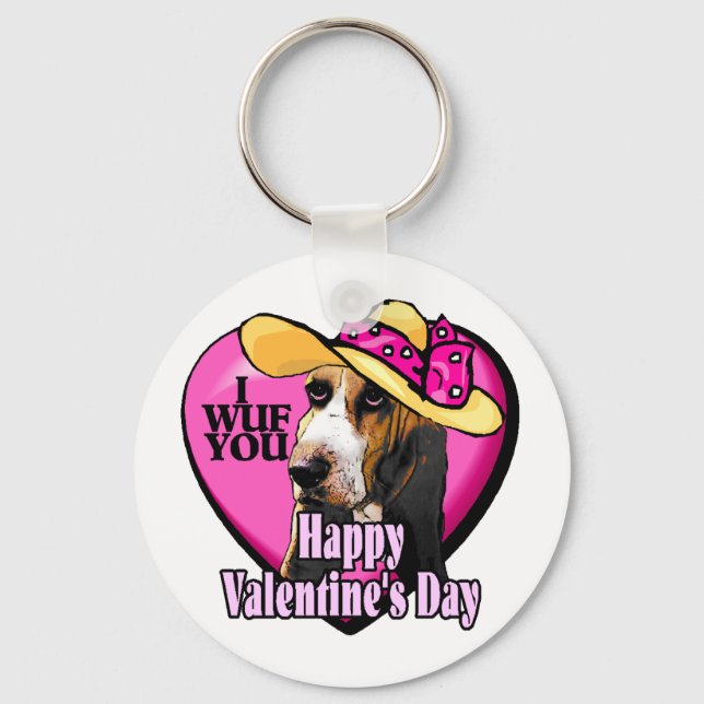 Chaveiro Presentes do Dia de os namorados de Hound Basset (Frente)