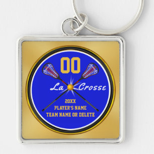 Chaveiro Presentes Dourados azuis do Lacrosse para mais