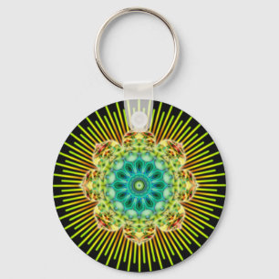 Chaveiro Preto do verde amarelo   da mandala