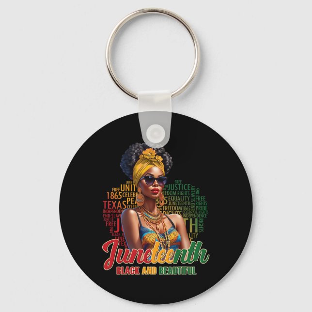 Chaveiro Preto E Bela Roupa De Juneteenth História Negra (Frente)