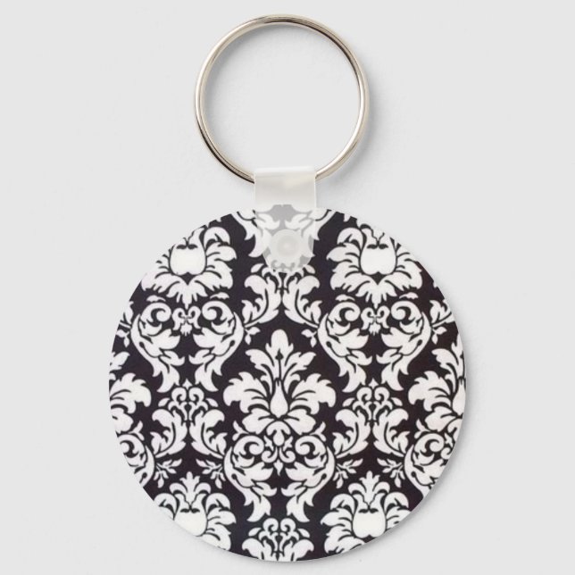 chaveiro preto e branco do damask (Frente)