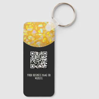 Chaveiro Preto | Elegante Código QR Brilhante Falso Crachá