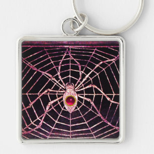 Chaveiro Preto fúcsia cor-de-rosa do rubi da ARANHA E da
