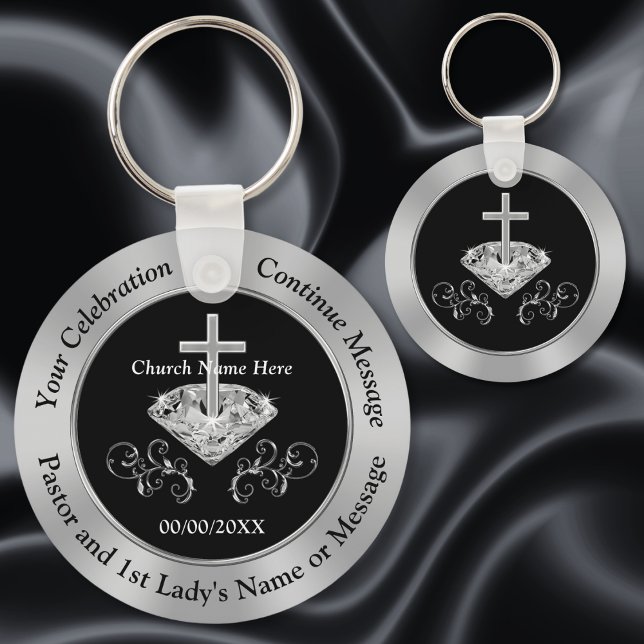 Chaveiro Preto, Prata, Favoritos para festas Da Igreja, Em  (Black and Silver, Personalized Church Anniversary Favors. Pastor appreciation month ideas. )