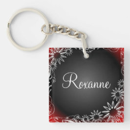 Chaveiro preto vermelho floral da margarida do