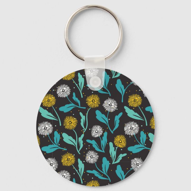 Chaveiro Primavera Dandelion Flores e Folhas Design (Frente)