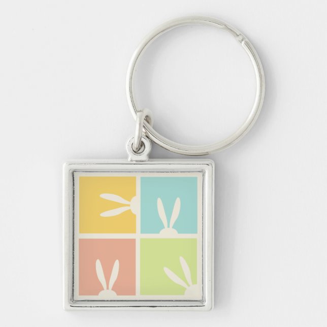 Chaveiro Primavera de Festa de Caça de Ovos de Felz pascoa  (Frente)