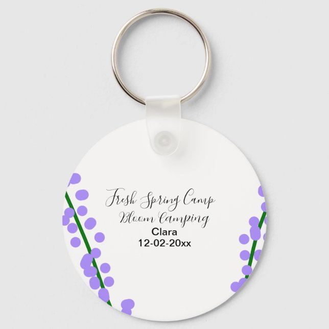 Chaveiro Primavera fresca camping lavanda flores nome data  (Frente)