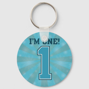 Chaveiro Primeiro Aniversário, sou um, Grande Azul Número 1