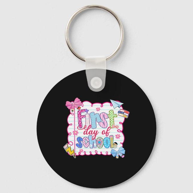 Chaveiro Primeiro Dia De Aula Preppy Coquette Laço Ck Para  (Frente)